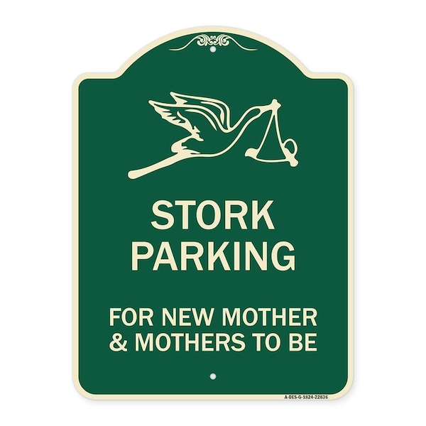 Stork Parking for New Mothers and Mothers to Heavy-Gauge Aluminum Sign, 24" x 18", G-1824-22836